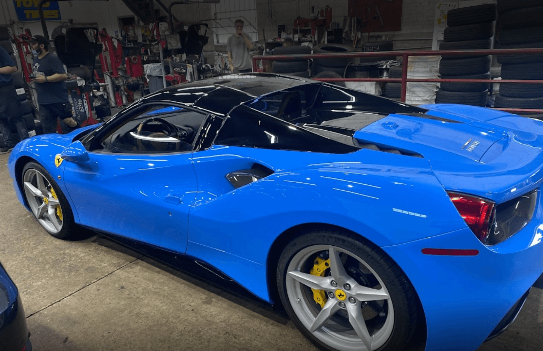 Custom tires installed on a sports car at Radial Tire Company