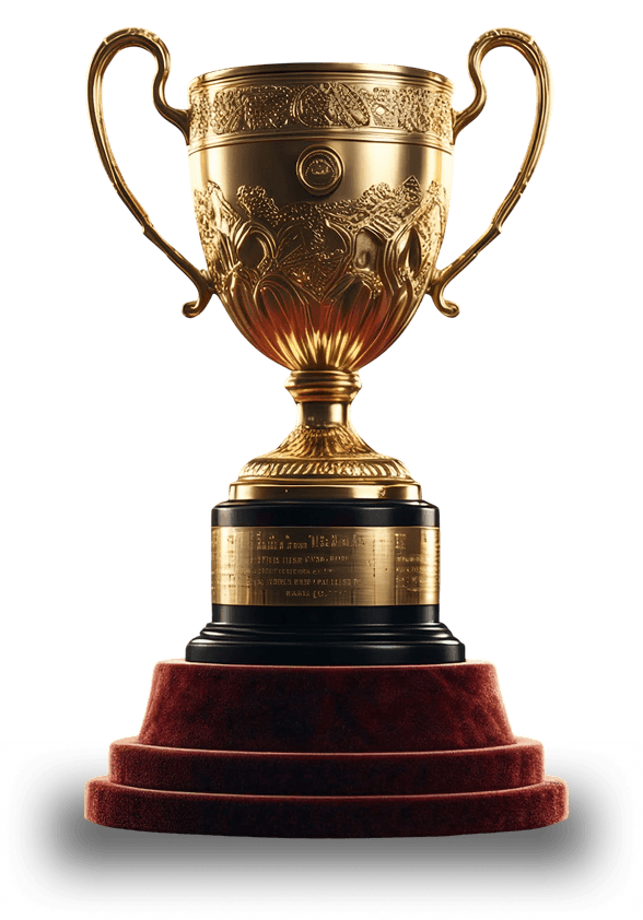 Gold trophy on a pedestal